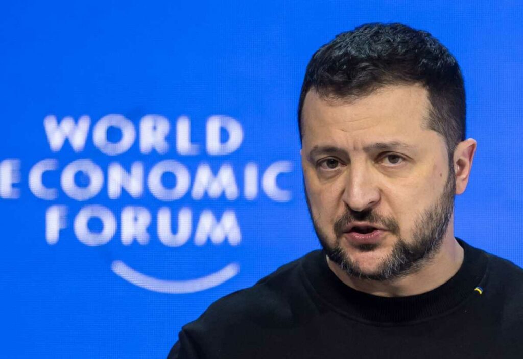 El presidente ucraniano, Volodimir Zelenski, advirtió desde el Foro de Davos que el líder ruso Vladimir Putin es un “depredador”. Foto: AFP