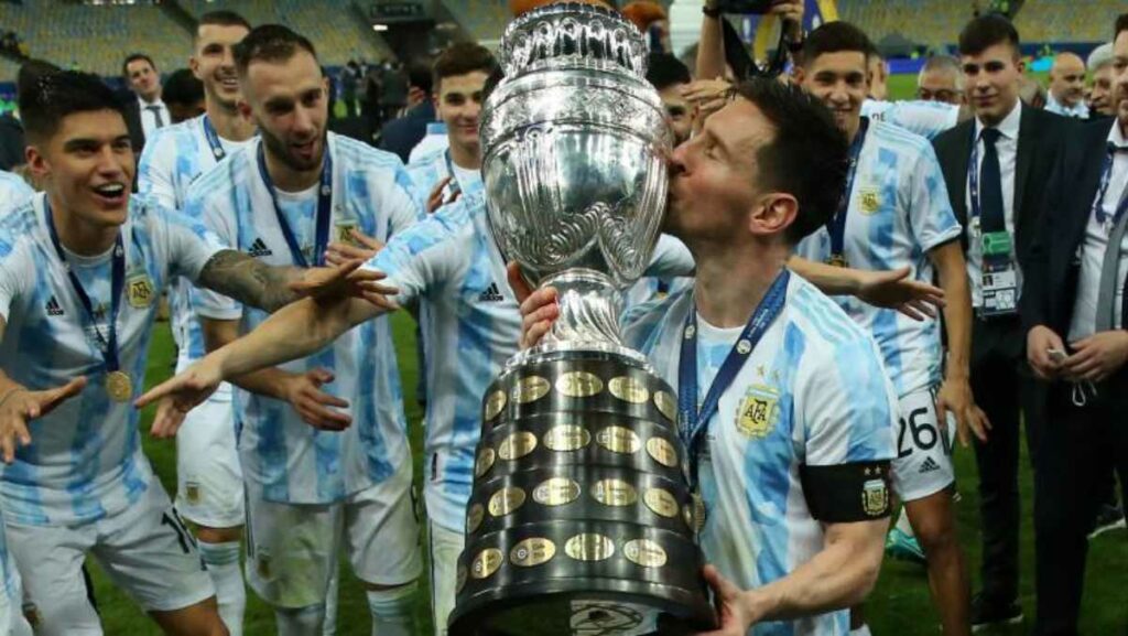 Argentina campeona del mundo inician la defensa del título de la Copa América que ganaron hace tres años en Brasil. Foto: AFP