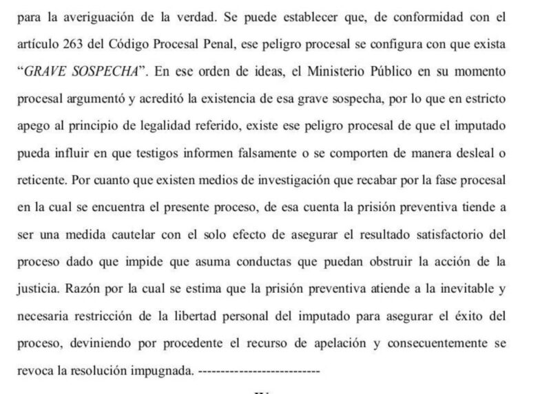 Fallo de la Sala, que ordena arresto contra expresidente del INDE. FOTO: TN23