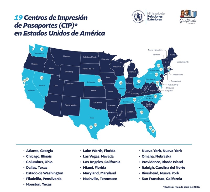 Eston son los Centros de Impresión de Pasaportes en Estados Unidos