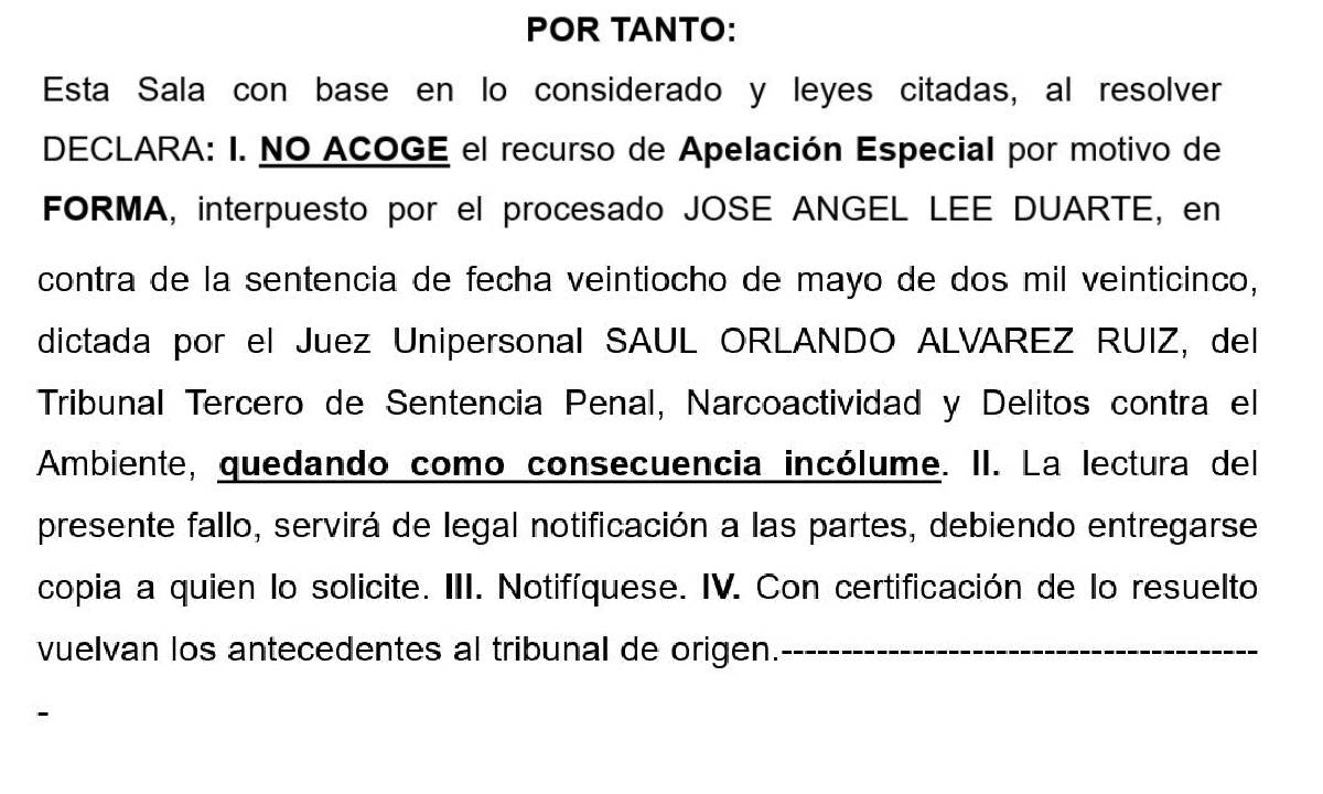 Ratifican sentencia contra José Lee, por el delito de usurpación de funciones