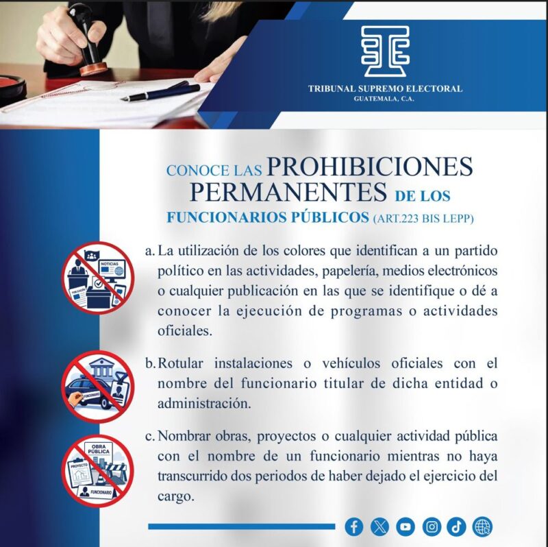 TSE recuerda restricciones permanentes para funcionarios públicos en período electoral