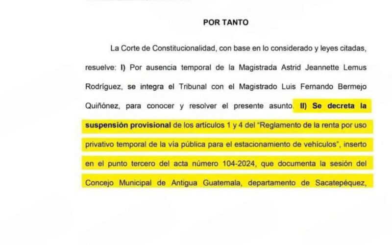 ¡Parqueo gratis en la Antigua Guatemala! CC suspende temporalmente cobro de marbetes