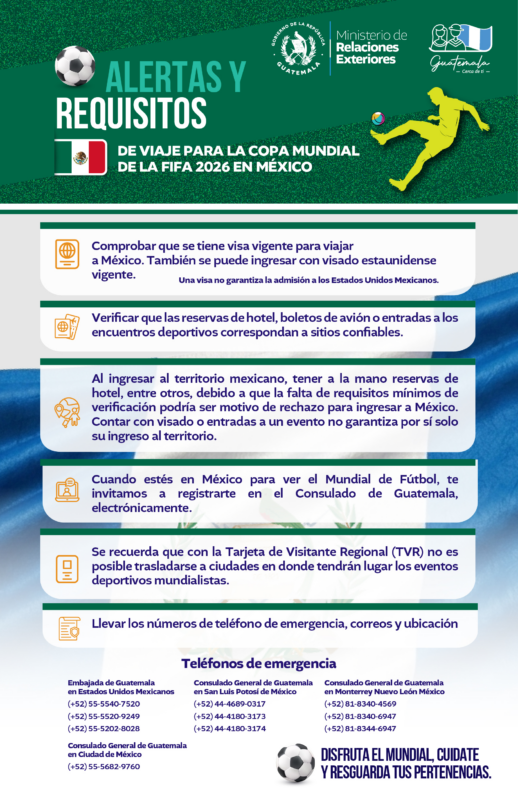 MINEX lanza recomendaciones para quienes viajarán al Mundial 2026