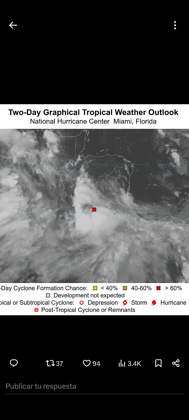 Investigan probable  desarrollo de depresión tropical en el Pacífico