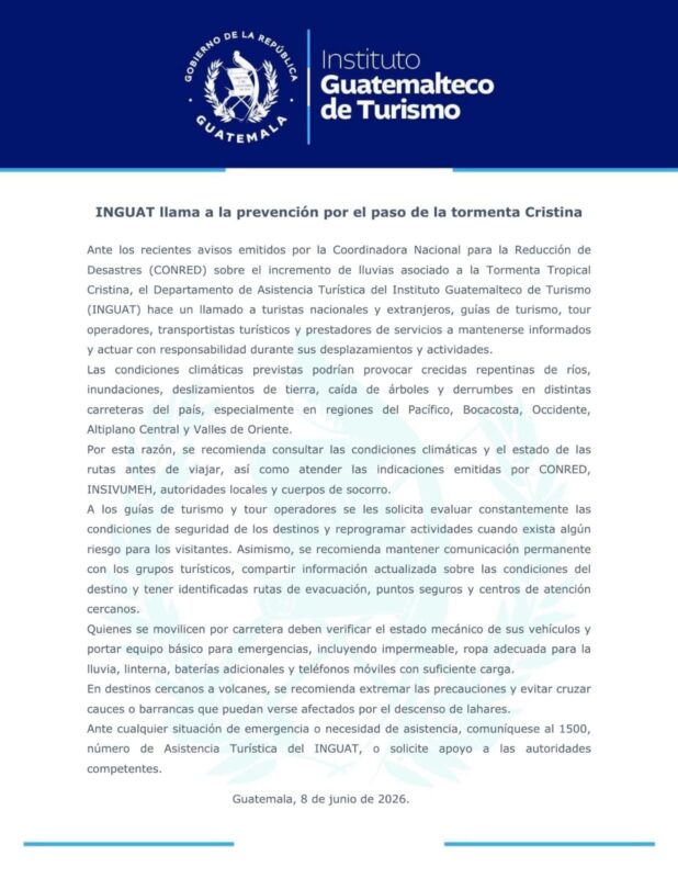 INGUAT pide a turistas evaluar condiciones de ries