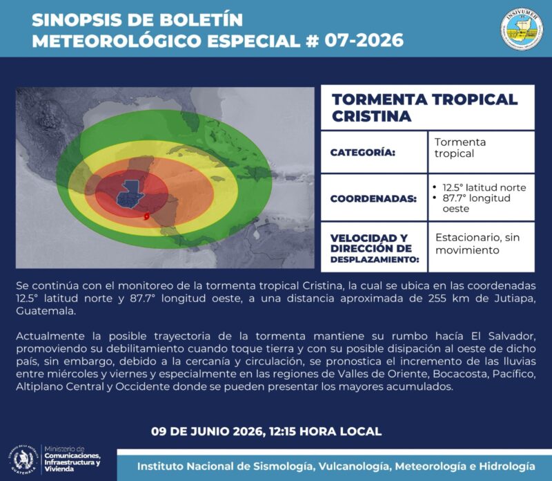 Tormenta Cristina llegará a El Salvador, pero tend
