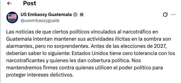 Publicación de la Embajada de EE.UU.