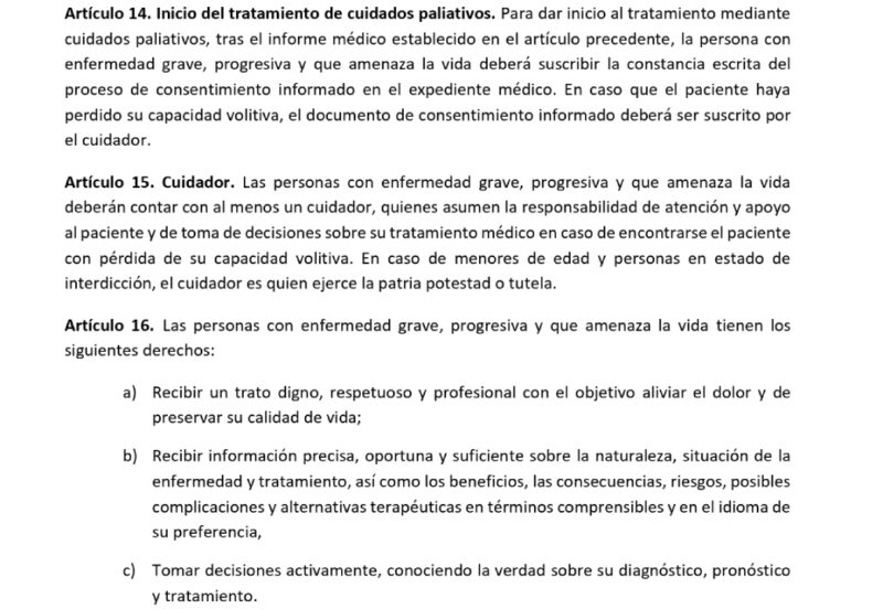 Iniciativa de ley de cuidados paliativos. FUENTE: CONGRESO.